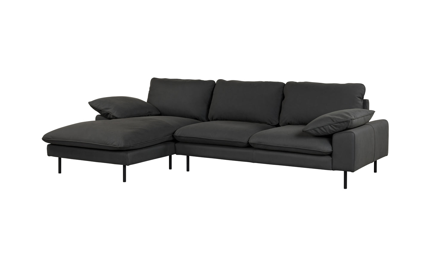 NUBUCK BLACK ITALIAN LEATHER CHAISE LOUNGE