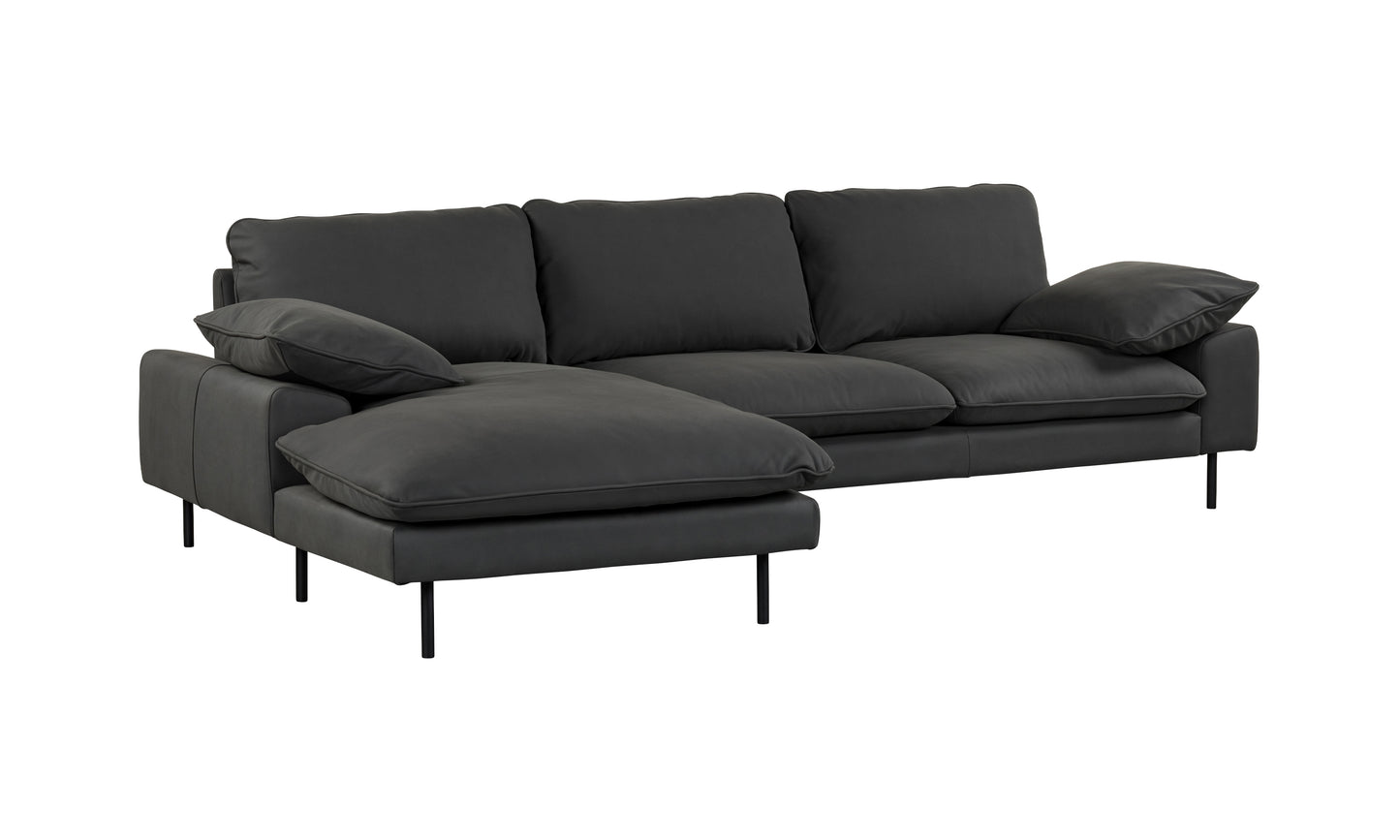 NUBUCK BLACK ITALIAN LEATHER CHAISE LOUNGE