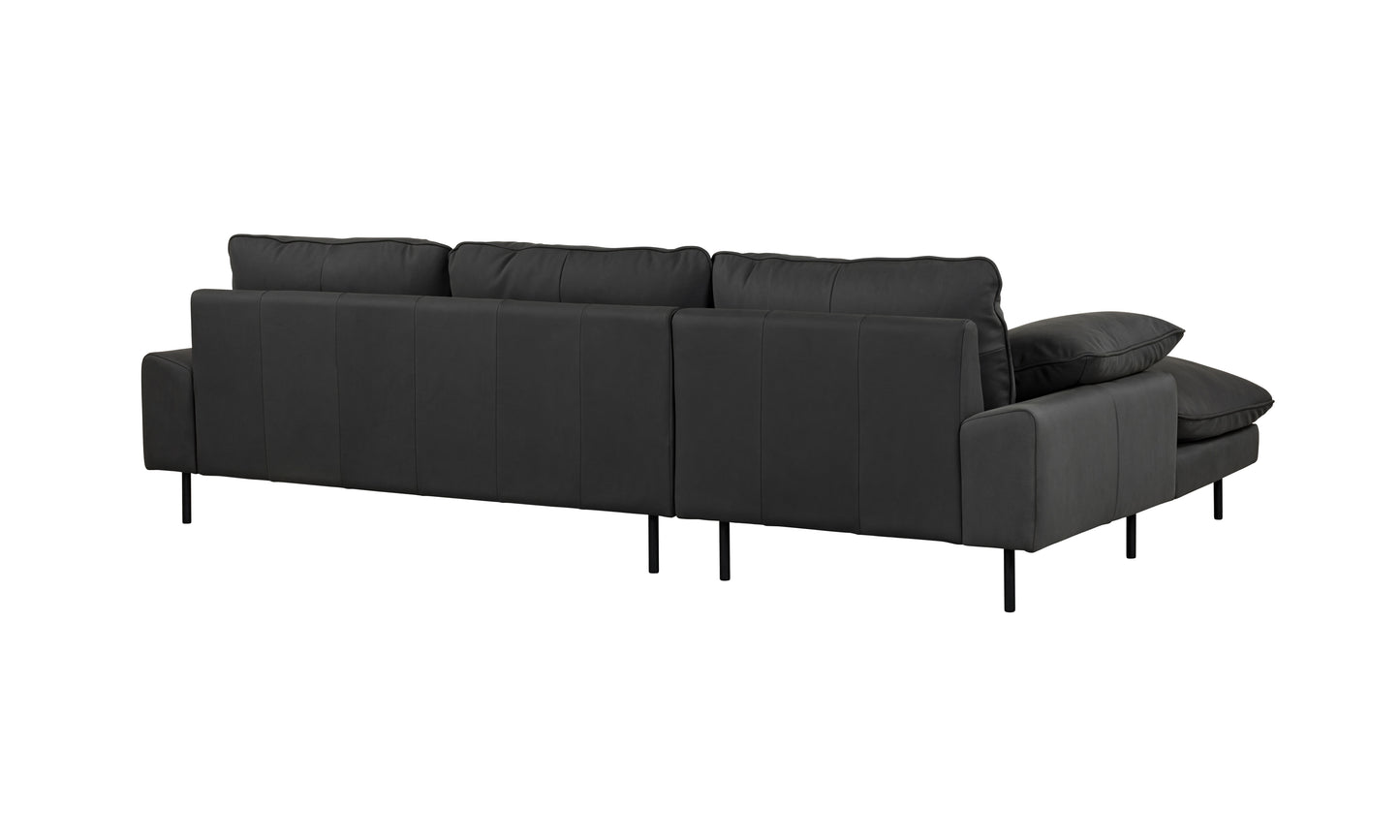 NUBUCK BLACK ITALIAN LEATHER CHAISE LOUNGE