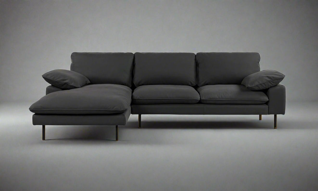 NUBUCK Black Italian Leather Chaise Lounge