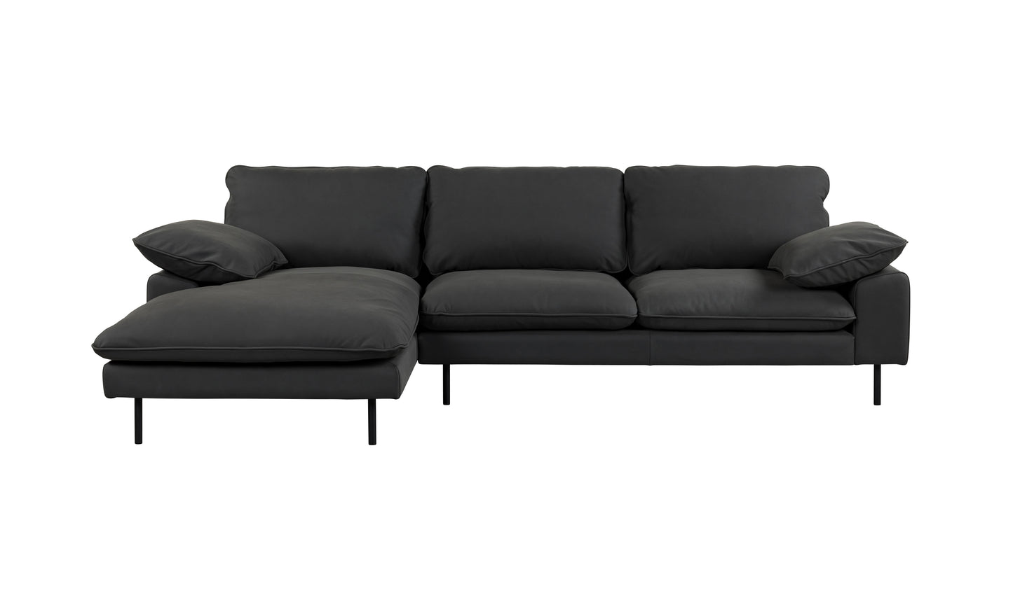 NUBUCK BLACK ITALIAN LEATHER CHAISE LOUNGE