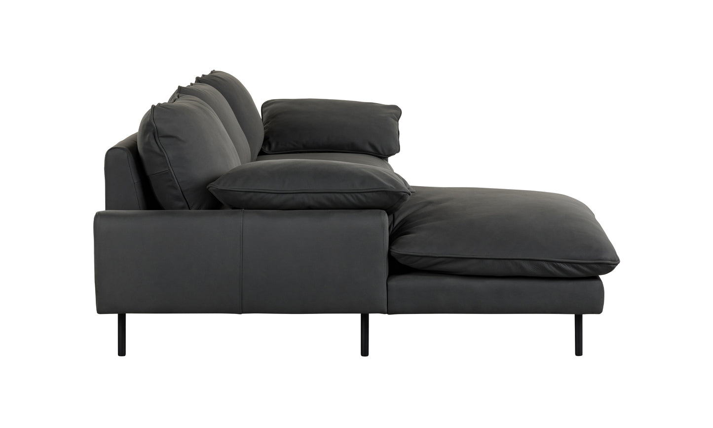 NUBUCK BLACK ITALIAN LEATHER CHAISE LOUNGE