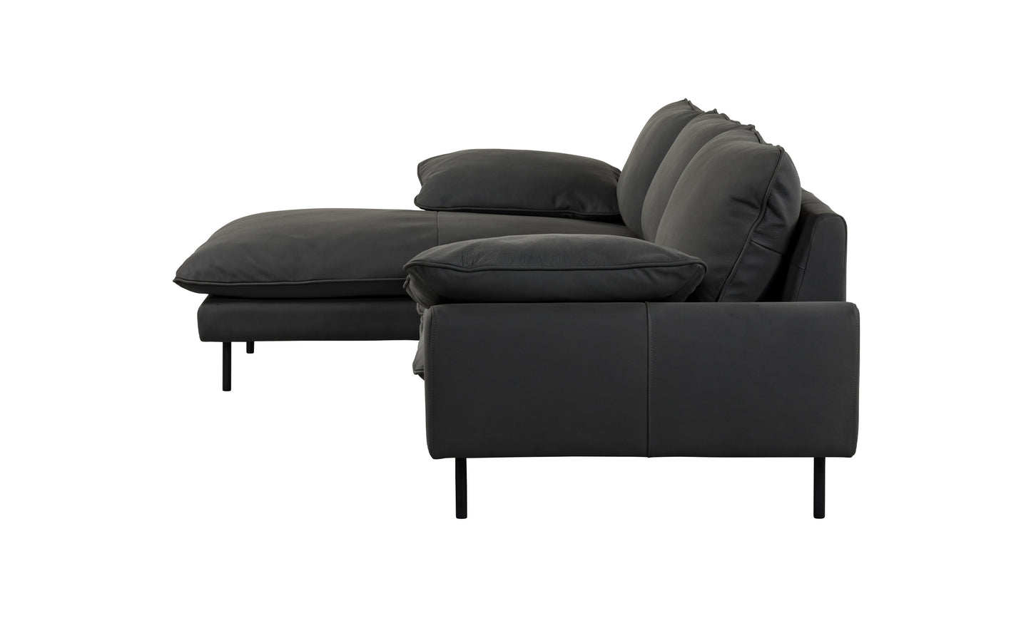 NUBUCK BLACK ITALIAN LEATHER CHAISE LOUNGE