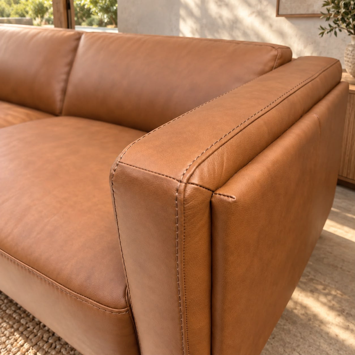 Hugo 3 Seater Tan Leather Sofa