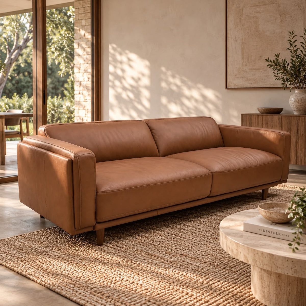 Hugo 3 Seater Tan Leather Sofa