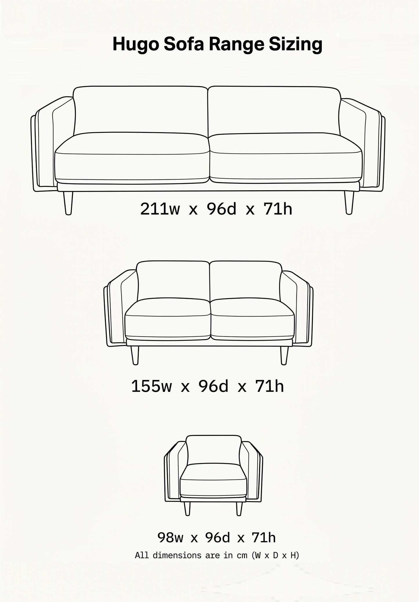 HUGO 3-Seater Green Fabric